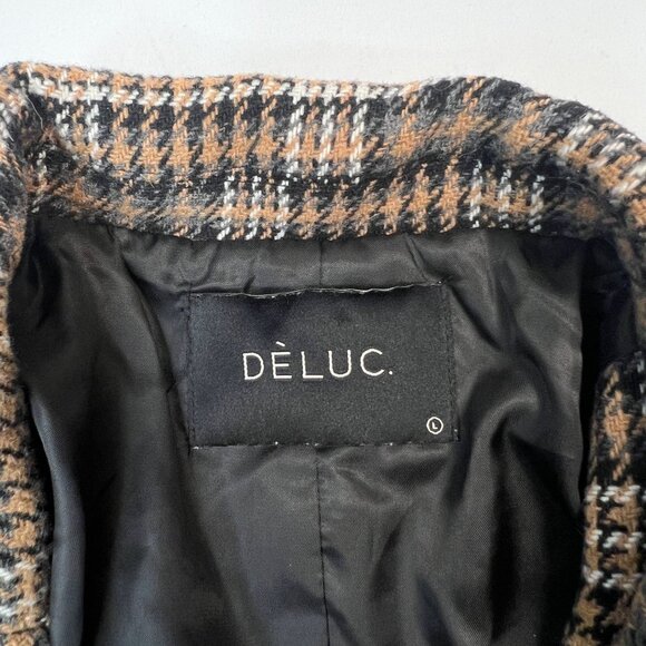 Deluc Maverick Blazer Plaid Oversized Preppy Coat Brown tan Black Large - Picture 6 of 14